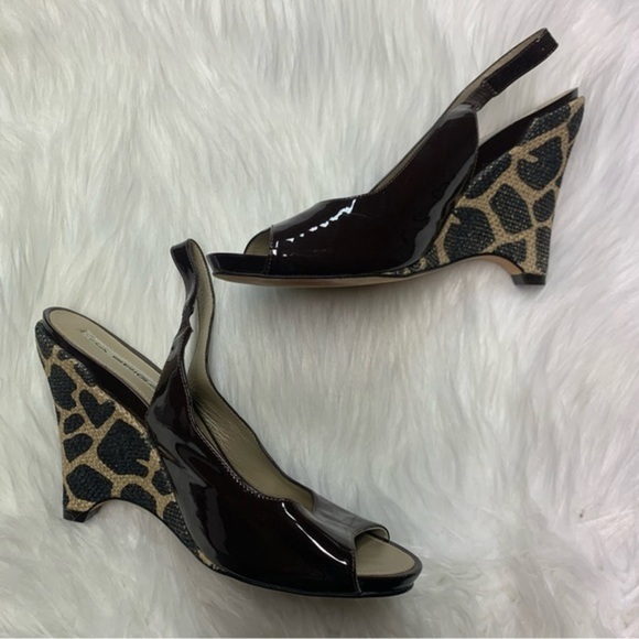 Vía Spiga Animal Print Wedge Slingbacks Size 8 - Picture 3 of 9